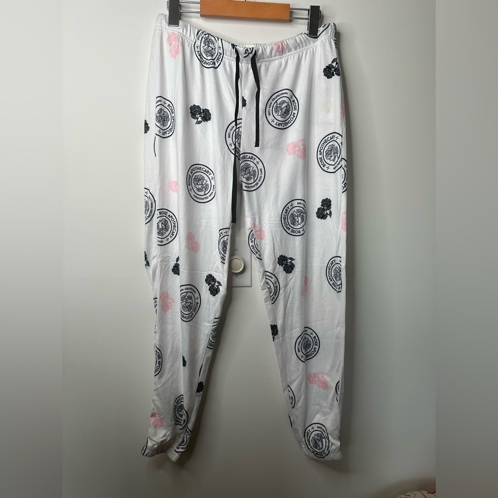 Schitt’s Creek Rose Apothecary Lounge Pants Size Small – White with Black & Pink - Picture 7 of 9